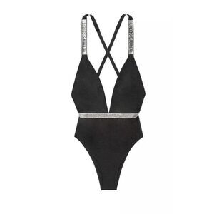 VICTORIA'S SECRET Shine‎ Strap Montanita Plunge One-Piece Swimsuit Black Sz XL